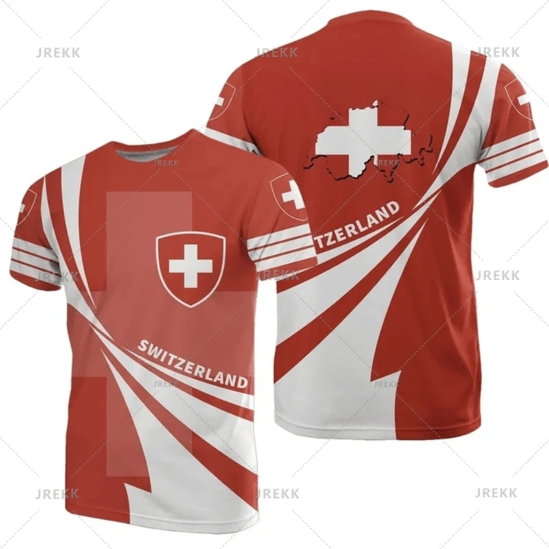 Économie sportifs décontractés pour hommes, vêtements de plein air, sensation d'emblème national de la Suisse, impression 3D, t-shirt cool, t-shirts à col Y