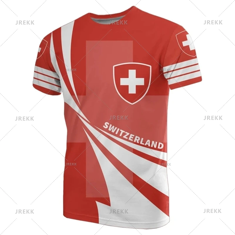 Économie sportifs décontractés pour hommes, vêtements de plein air, sensation d'emblème national de la Suisse, impression 3D, t-shirt cool, t-shirts à col Y