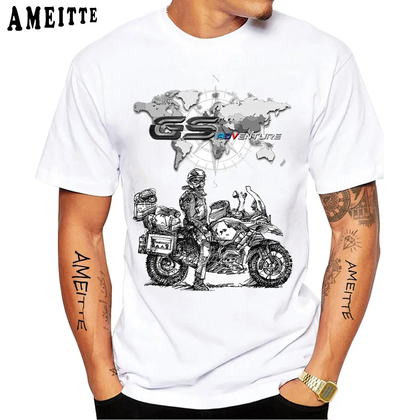 T-Shirt à Manches Courtes pour Homme, Blanc, Décontracté, pour Voyage, I'am A GS Overlander, Ride Adventure, pour Été