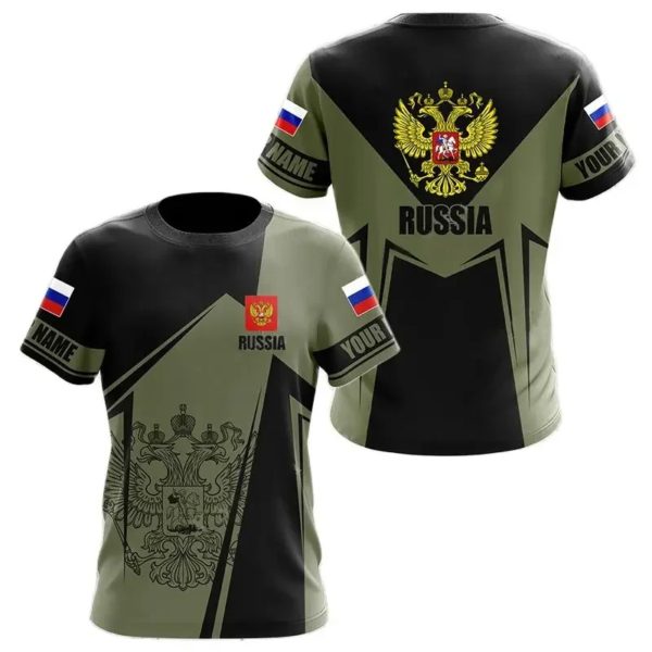 T-shirt à manches courtes à col rond pour hommes, sensation russe, militaire, graphique, impression 3D, style Tough Guy, sports décontractés, été – Image 2