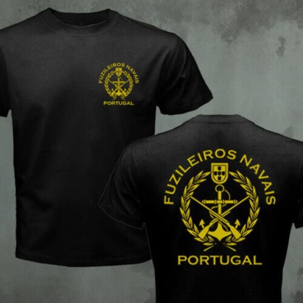 T-Shirt à Col Rond 100% Coton pour Homme, Vêtement des Forces Spéciales Militaires Portuguaises Phenyl Corpo De Fuzileiros, Court et Décontracté
