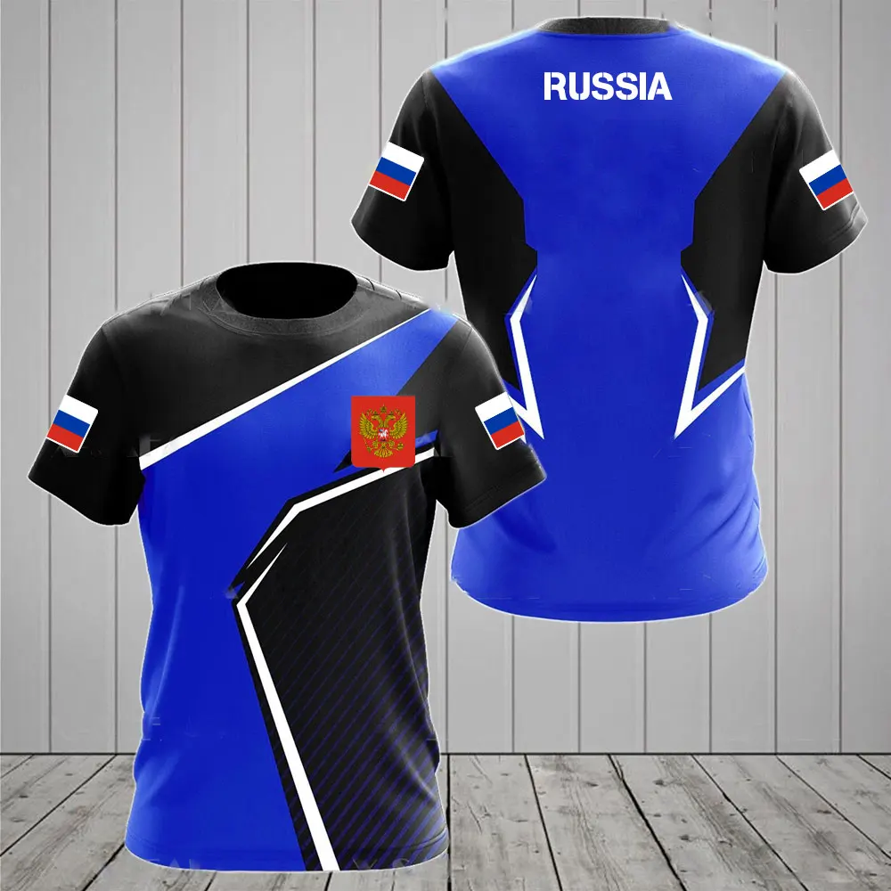 Drapeau russe militaire graphique impression 3D été hommes dur Style décontracté sport ample col rond manches courtes t-shirts hauts