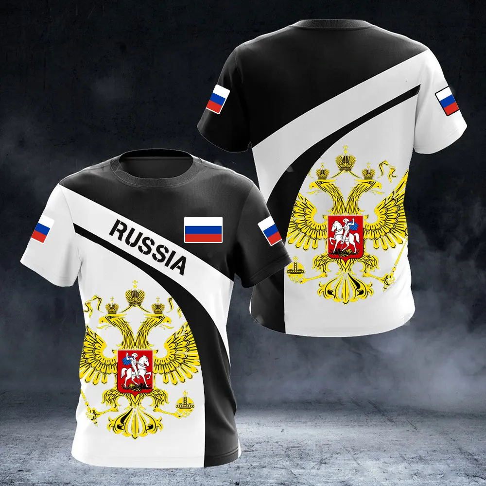 Drapeau russe militaire graphique impression 3D été hommes dur Style décontracté sport ample col rond manches courtes t-shirts hauts