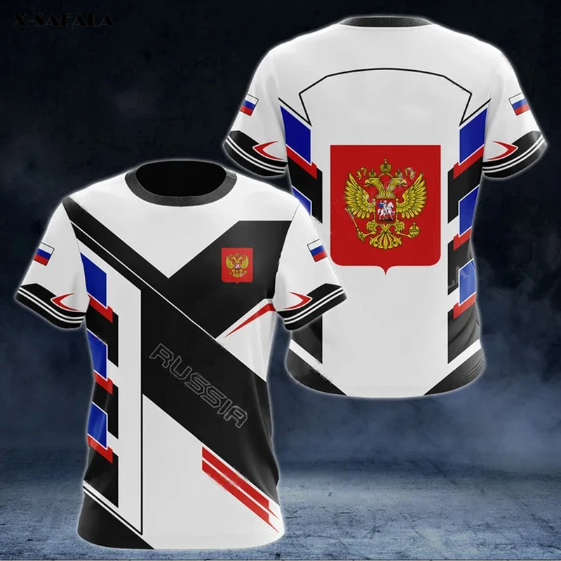 Drapeau russe militaire graphique impression 3D été hommes dur Style décontracté sport ample col rond manches courtes t-shirts hauts