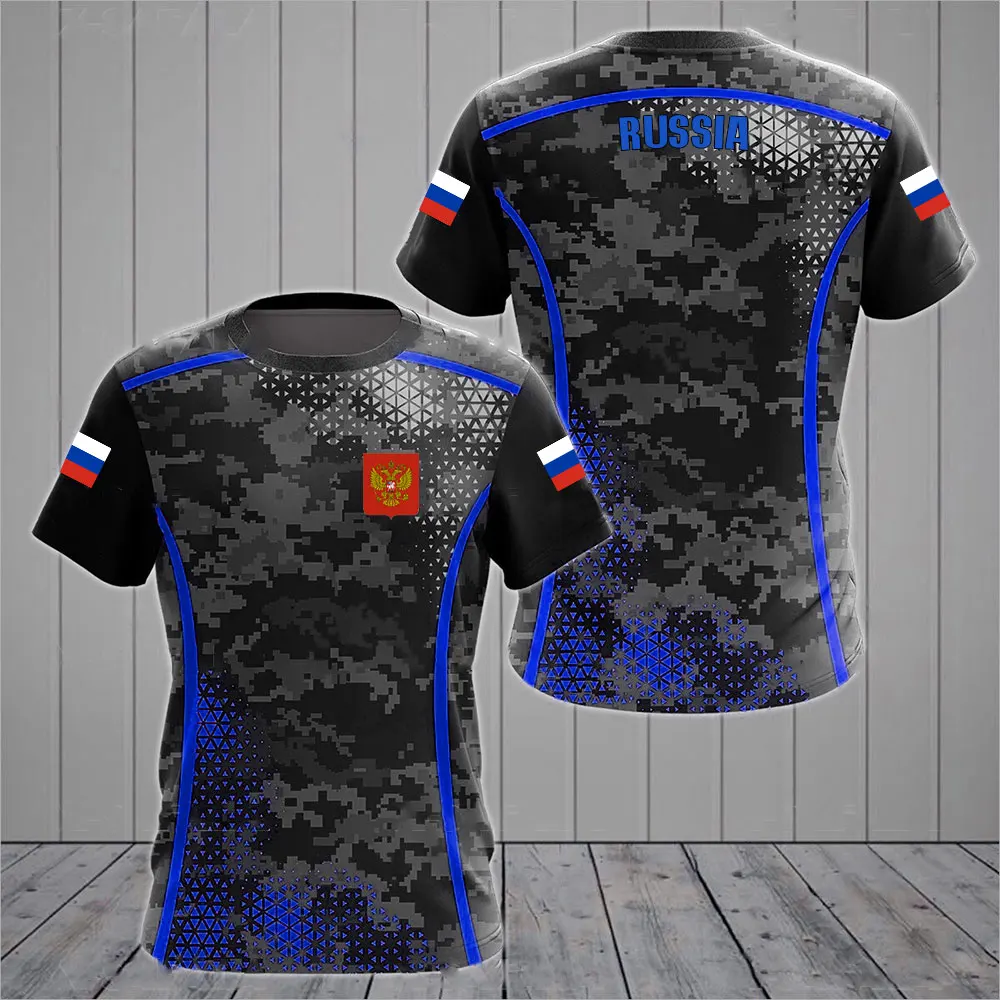 Drapeau russe militaire graphique impression 3D été hommes dur Style décontracté sport ample col rond manches courtes t-shirts hauts