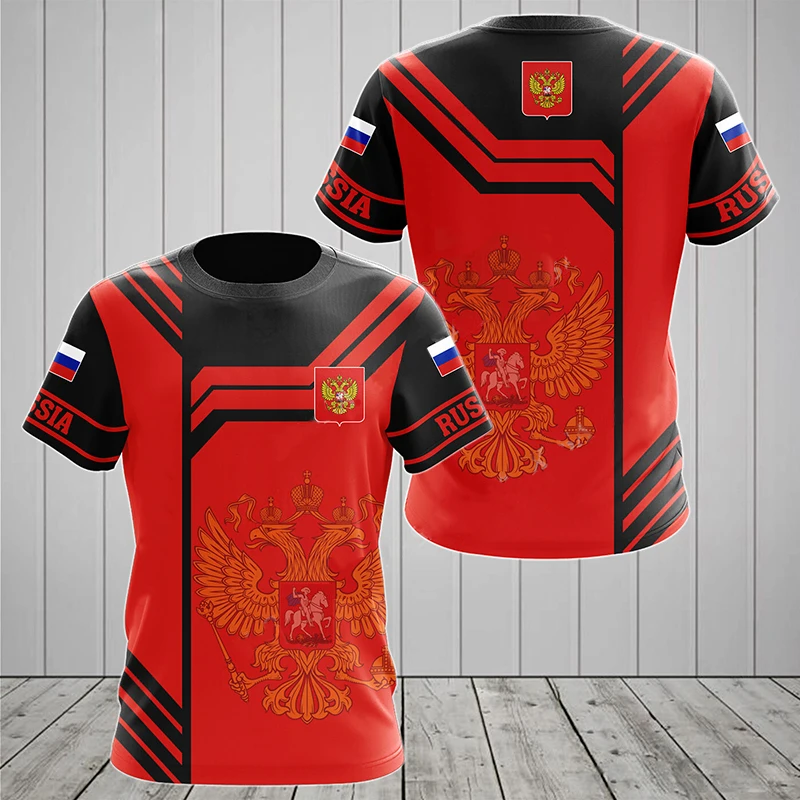 Drapeau russe militaire graphique impression 3D été hommes dur Style décontracté sport ample col rond manches courtes t-shirts hauts