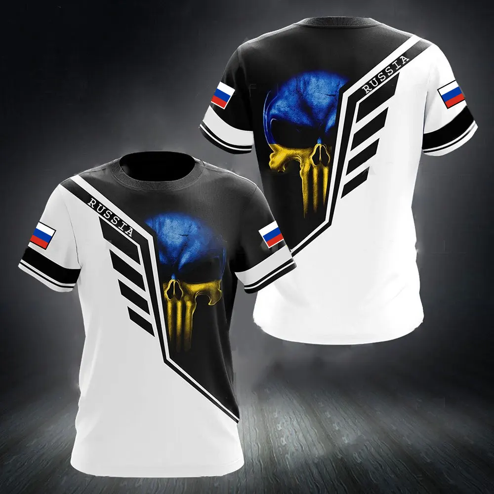 Drapeau russe militaire graphique impression 3D été hommes dur Style décontracté sport ample col rond manches courtes t-shirts hauts