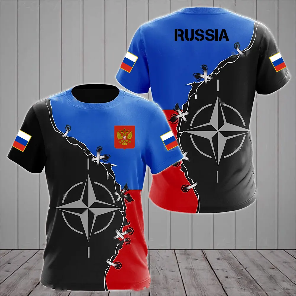Drapeau russe militaire graphique impression 3D été hommes dur Style décontracté sport ample col rond manches courtes t-shirts hauts