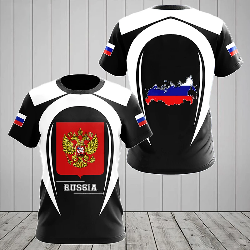 Drapeau russe militaire graphique impression 3D été hommes dur Style décontracté sport ample col rond manches courtes t-shirts hauts