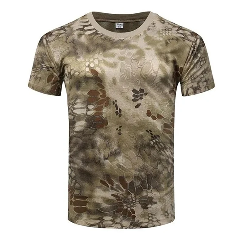 CamSolomon-T-shirt militaire à manches courtes pour homme, séchage rapide, entraînement fongique en plein air, t-shirts d'été