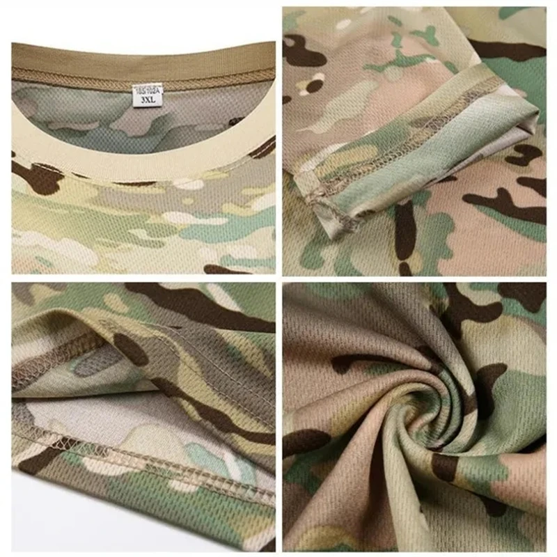 CamSolomon-T-shirt militaire à manches courtes pour homme, séchage rapide, entraînement fongique en plein air, t-shirts d'été