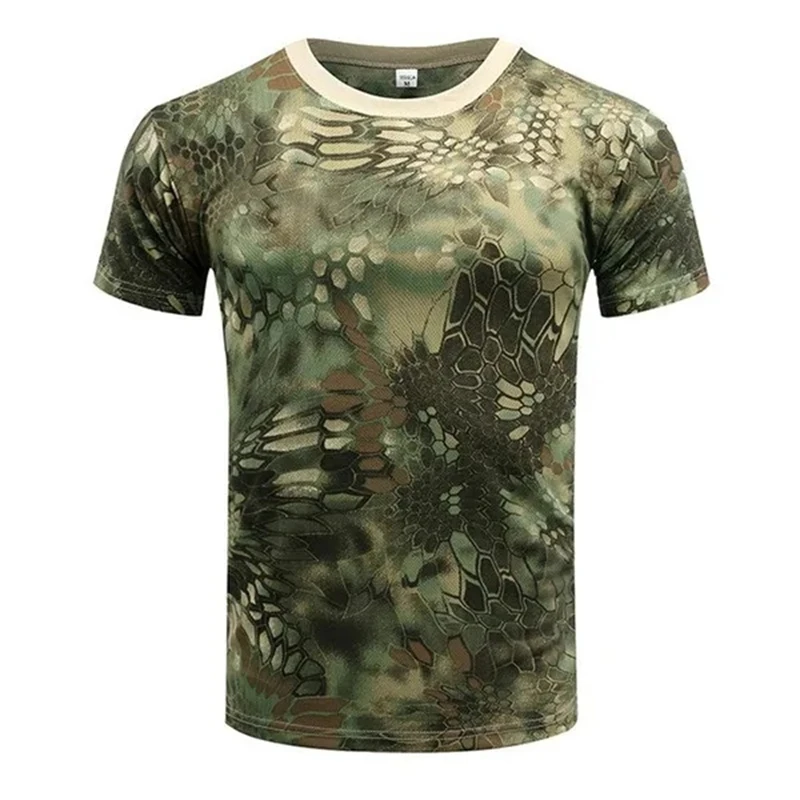 CamSolomon-T-shirt militaire à manches courtes pour homme, séchage rapide, entraînement fongique en plein air, t-shirts d'été