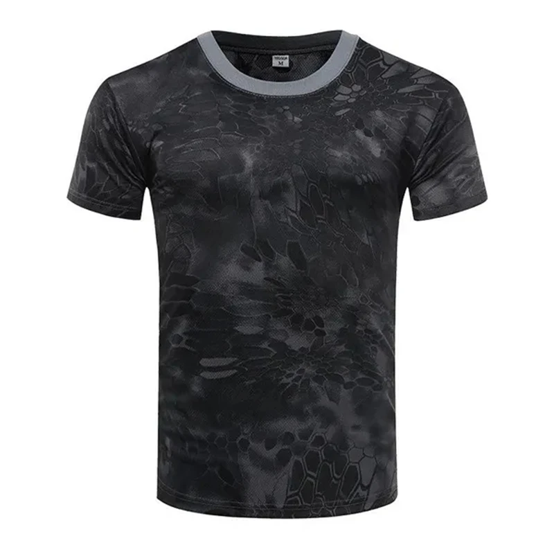 CamSolomon-T-shirt militaire à manches courtes pour homme, séchage rapide, entraînement fongique en plein air, t-shirts d'été