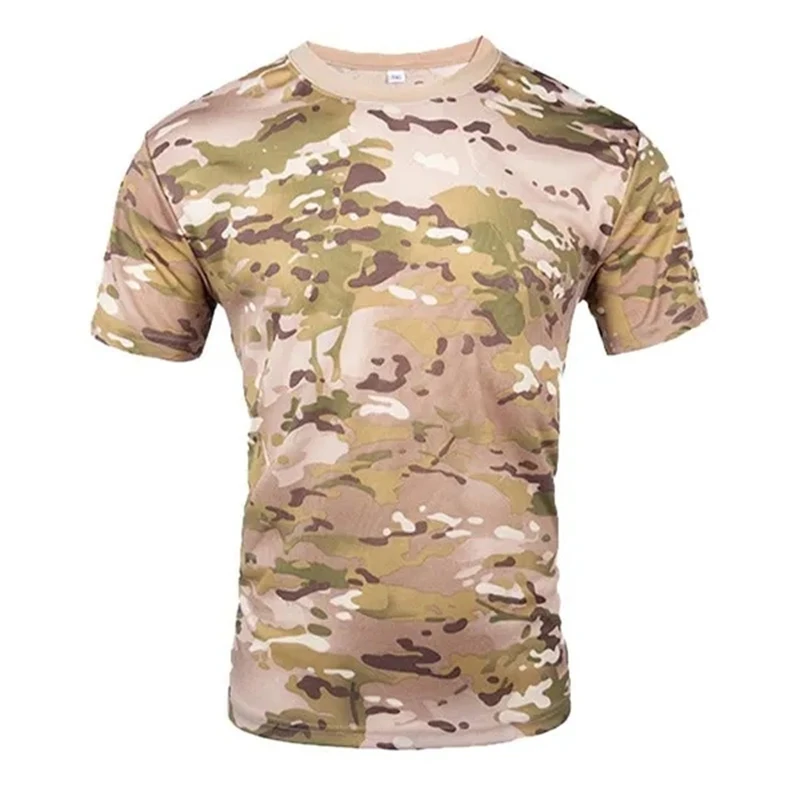 CamSolomon-T-shirt militaire à manches courtes pour homme, séchage rapide, entraînement fongique en plein air, t-shirts d'été