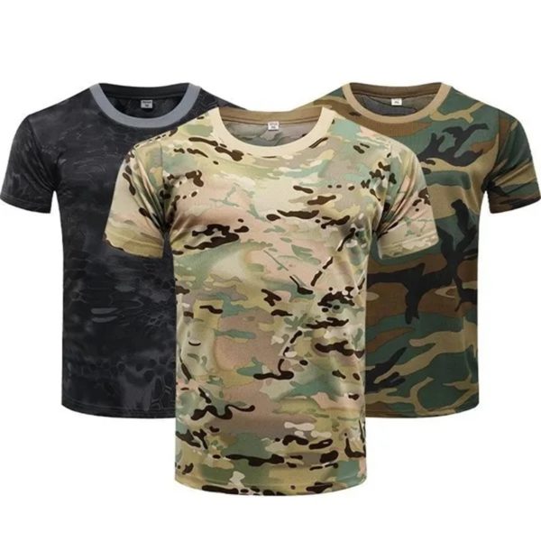 CamSolomon-T-shirt militaire à manches courtes pour homme, séchage rapide, entraînement fongique en plein air, t-shirts d'été – Image 2