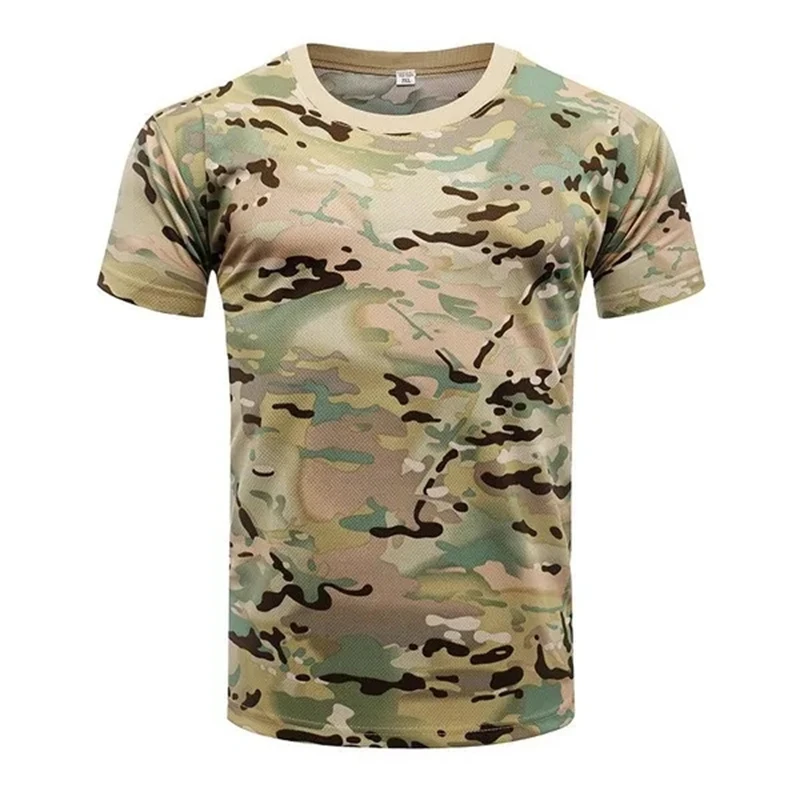 CamSolomon-T-shirt militaire à manches courtes pour homme, séchage rapide, entraînement fongique en plein air, t-shirts d'été
