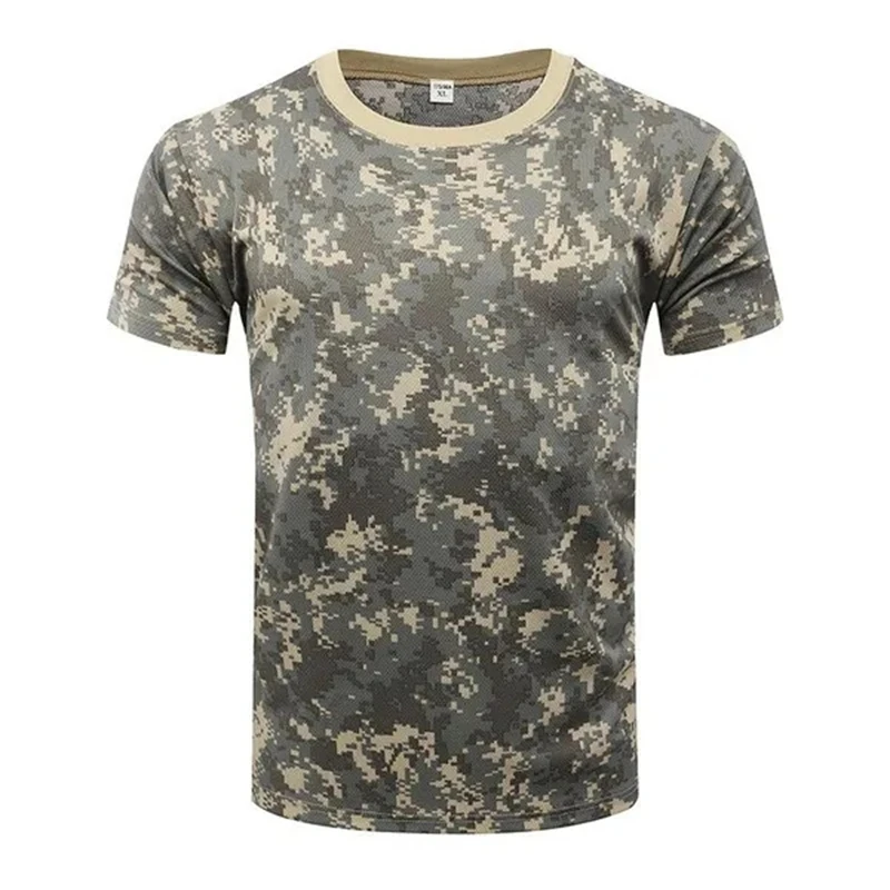 CamSolomon-T-shirt militaire à manches courtes pour homme, séchage rapide, entraînement fongique en plein air, t-shirts d'été
