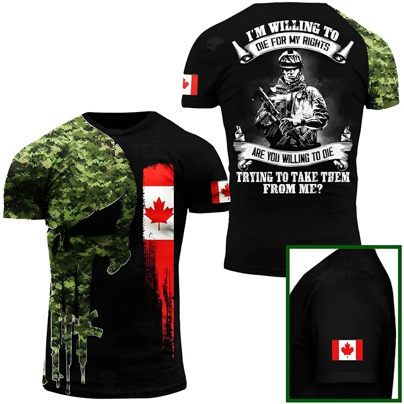 Canada CamSolomon Graphic T-shirt pour homme, Keeptic Y-Tee, Impression 3D, Forêt canadienne, Camo T-shirt, Beige Field Short Sleeve