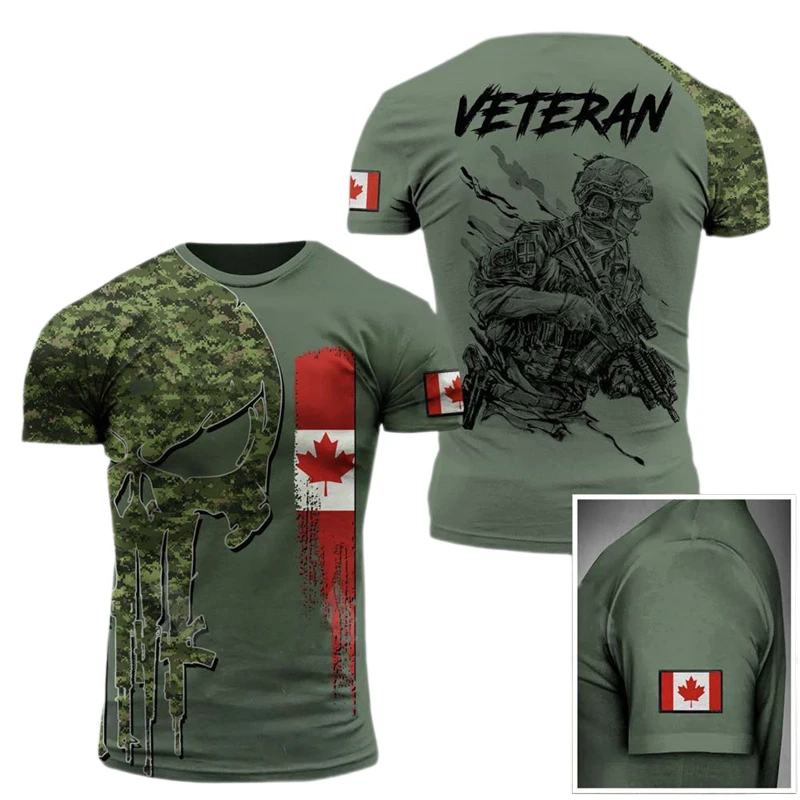 Canada CamSolomon Graphic T-shirt pour homme, Keeptic Y-Tee, Impression 3D, Forêt canadienne, Camo T-shirt, Beige Field Short Sleeve
