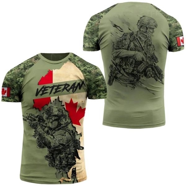 Canada CamSolomon Graphic T-shirt pour homme, Keeptic Y-Tee, Impression 3D, Forêt canadienne, Camo T-shirt, Beige Field Short Sleeve – Image 3