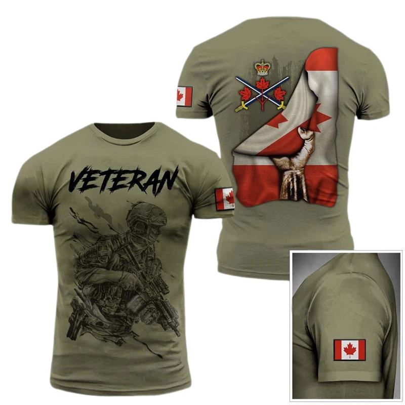 Canada CamSolomon Graphic T-shirt pour homme, Keeptic Y-Tee, Impression 3D, Forêt canadienne, Camo T-shirt, Beige Field Short Sleeve