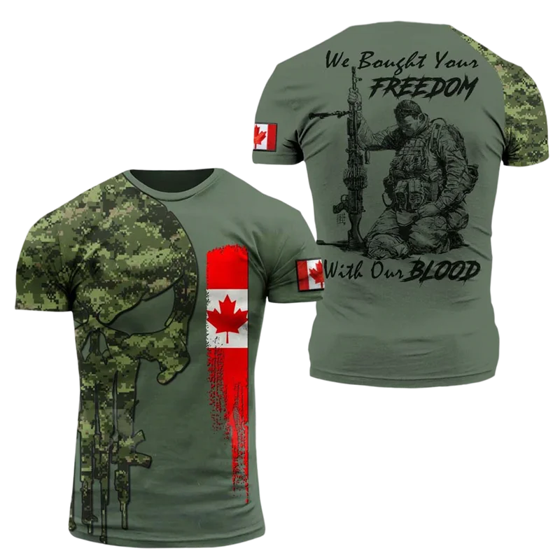 Canada CamSolomon Graphic T-shirt pour homme, Keeptic Y-Tee, Impression 3D, Forêt canadienne, Camo T-shirt, Beige Field Short Sleeve