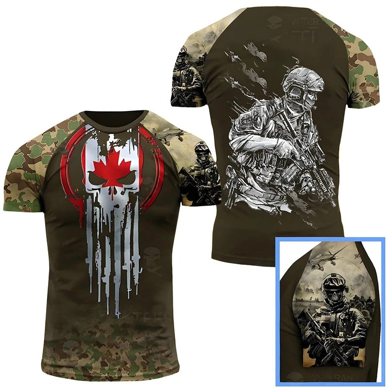 Canada CamSolomon Graphic T-shirt pour homme, Keeptic Y-Tee, Impression 3D, Forêt canadienne, Camo T-shirt, Beige Field Short Sleeve
