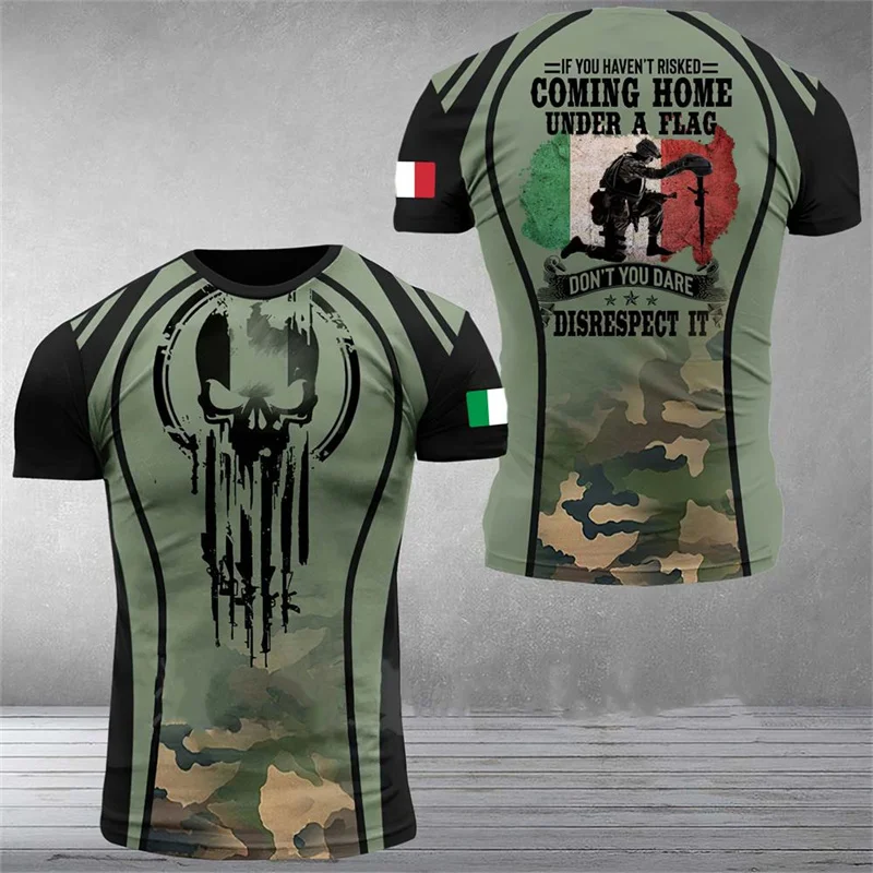 T-shirt à manches courtes imprimé camouflage italien 3D pour hommes, t-shirt classique, t-shirt de sport respirant, CamSolomon Y-Feel