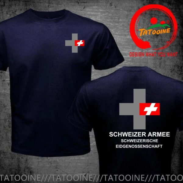 T-shirt décontracté pour homme, vêtement style armée suisse hollywoodien – Image 2