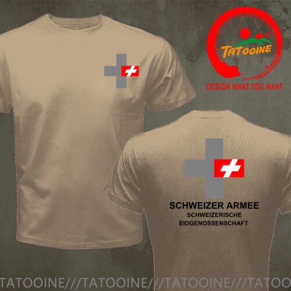 T-shirt décontracté pour homme, vêtement style armée suisse hollywoodien – Image 3