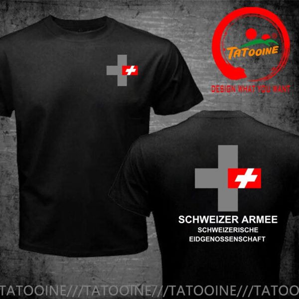 T-shirt décontracté pour homme, vêtement style armée suisse hollywoodien