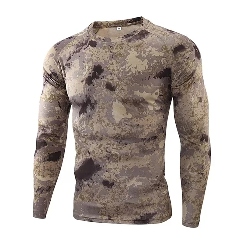 T-shirt camouflage imprimé en 3D pour homme, haut à manches longues, ultra léger, respirant, séchage rapide, extérieur, chasse, printemps, automne, Y2K