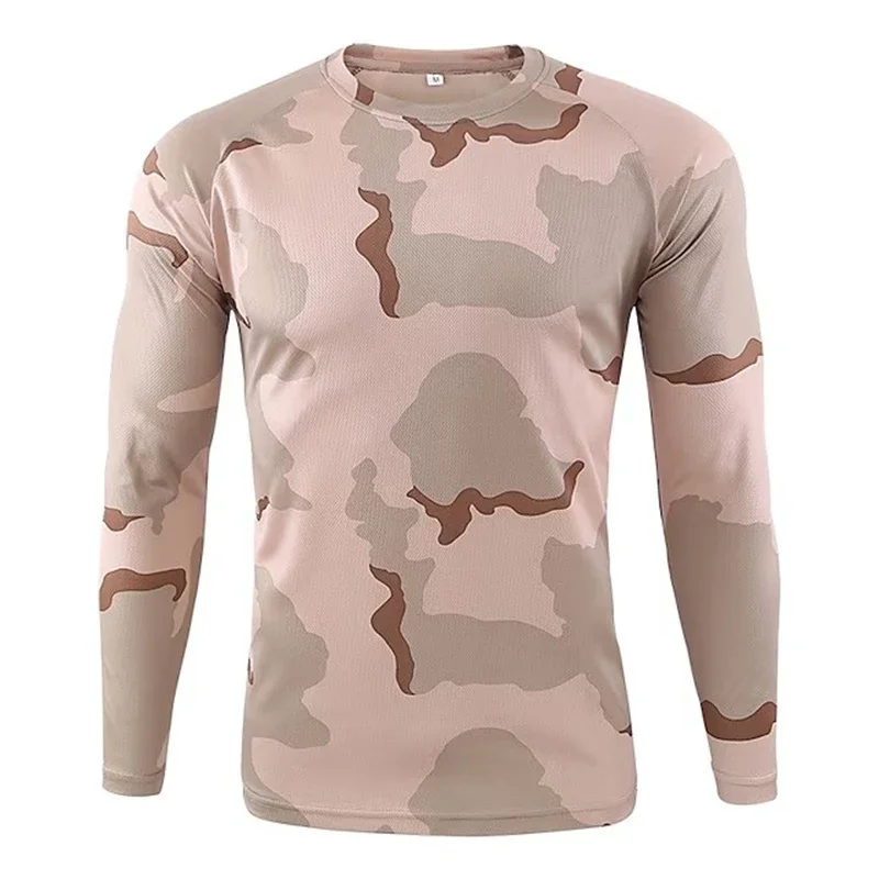 T-shirt camouflage imprimé en 3D pour homme, haut à manches longues, ultra léger, respirant, séchage rapide, extérieur, chasse, printemps, automne, Y2K