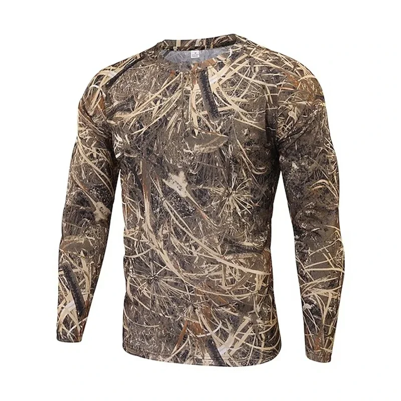 T-shirt camouflage imprimé en 3D pour homme, haut à manches longues, ultra léger, respirant, séchage rapide, extérieur, chasse, printemps, automne, Y2K