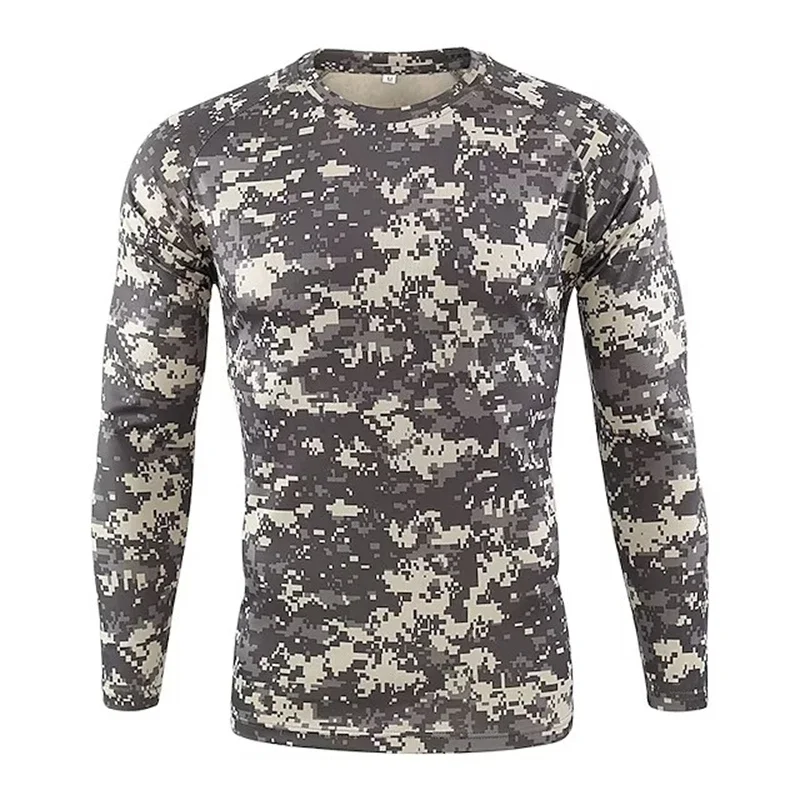 T-shirt camouflage imprimé en 3D pour homme, haut à manches longues, ultra léger, respirant, séchage rapide, extérieur, chasse, printemps, automne, Y2K