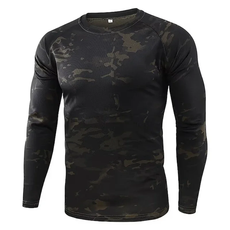 T-shirt camouflage imprimé en 3D pour homme, haut à manches longues, ultra léger, respirant, séchage rapide, extérieur, chasse, printemps, automne, Y2K