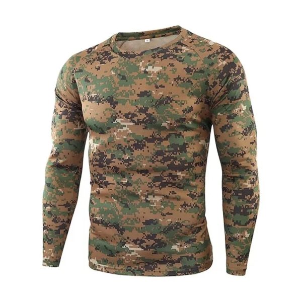 T-shirt camouflage imprimé en 3D pour homme, haut à manches longues, ultra léger, respirant, séchage rapide, extérieur, chasse, printemps, automne, Y2K