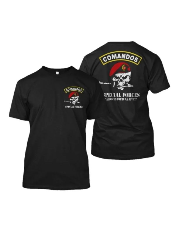 T-Shirt à Manches Courtes et Col Rond en Coton pour Homme, Vêtement Imprimé des Forces Spéciales de l'Armée portugaise, Commando Comandos – Image 3