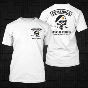 T-Shirt à Manches Courtes et Col Rond en Coton pour Homme, Vêtement Imprimé des Forces Spéciales de l'Armée portugaise, Commando Comandos