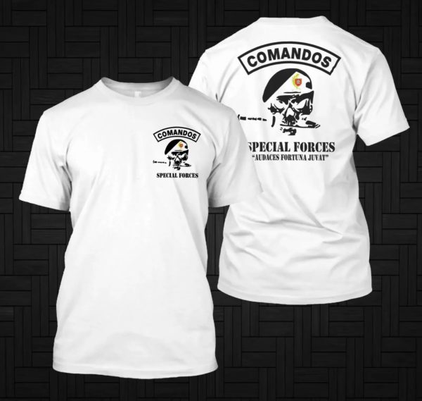 T-Shirt à Manches Courtes et Col Rond en Coton pour Homme, Vêtement Imprimé des Forces Spéciales de l'Armée portugaise, Commando Comandos