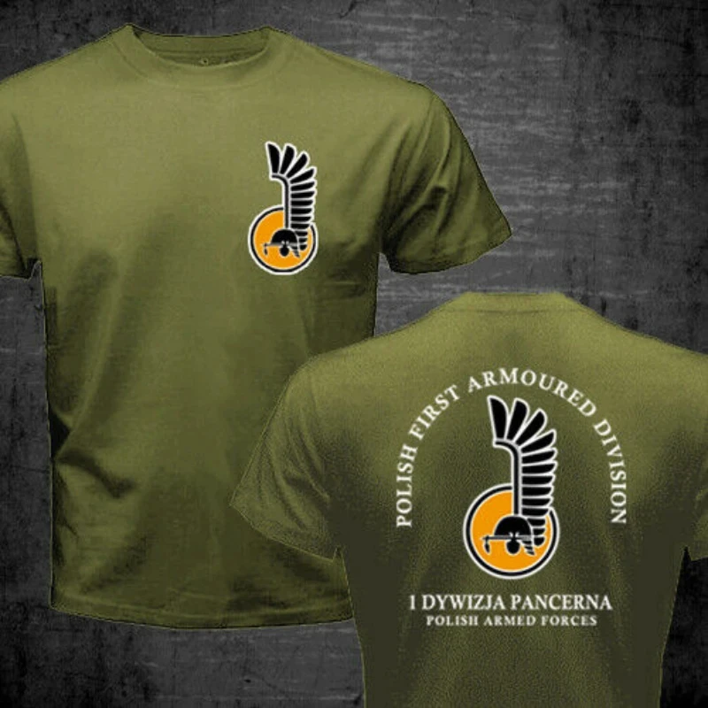 T-shirt unisexe de cavalerie légère de l'armée de la première division blindée polonaise, haut de fitness décontracté, sports de plein air, imprimé en 3D, 03