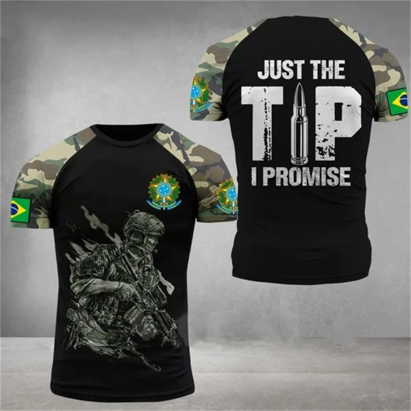 T-Shirt de l'Armée Brésilienne pour Homme, Vêtement à Manches Courtes, Décontracté, à la Mode, Été – Image 3