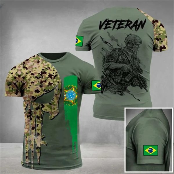T-Shirt de l'Armée Brésilienne pour Homme, Vêtement à Manches Courtes, Décontracté, à la Mode, Été – Image 4