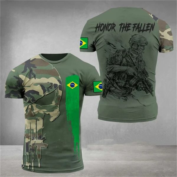 T-Shirt de l'Armée Brésilienne pour Homme, Vêtement à Manches Courtes, Décontracté, à la Mode, Été – Image 2