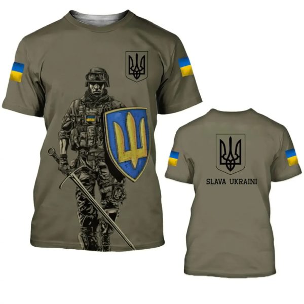 Chemise à manches courtes pour hommes, T-shirt à col rond, Économie pour hommes, Streetwear respirant, Ukraine Feel, Armée CamSolomon, Y-21e, Été – Image 2