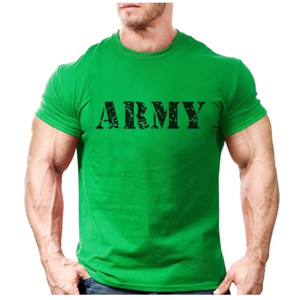 T-shirt rétro décontracté avec logo lettre de l'armée pour hommes, chemise Chimale, exercice sportif, document solide, imprimé, mode 2021 – Image 3