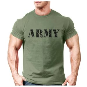 T-shirt rétro décontracté avec logo lettre de l'armée pour hommes, chemise Chimale, exercice sportif, document solide, imprimé, mode 2021