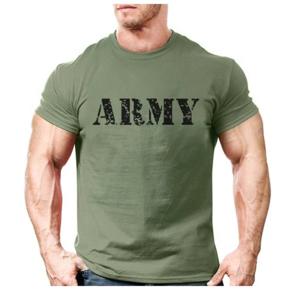 T-shirt rétro décontracté avec logo lettre de l'armée pour hommes, chemise Chimale, exercice sportif, document solide, imprimé, mode 2021
