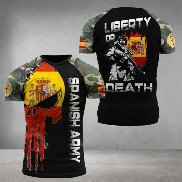 CamSolomon-T-shirt de l'armée espagnole pour hommes, gardien vétéran, emblème espagnol Y-3D, imprimé militaire, soldats de la forêt, manches courtes – Image 2