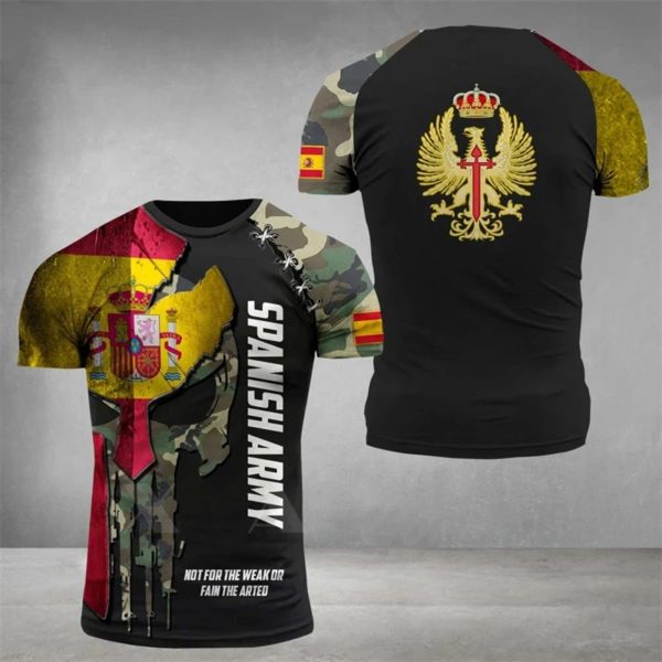 CamSolomon-T-shirt de l'armée espagnole pour hommes, gardien vétéran, emblème espagnol Y-3D, imprimé militaire, soldats de la forêt, manches courtes – Image 3